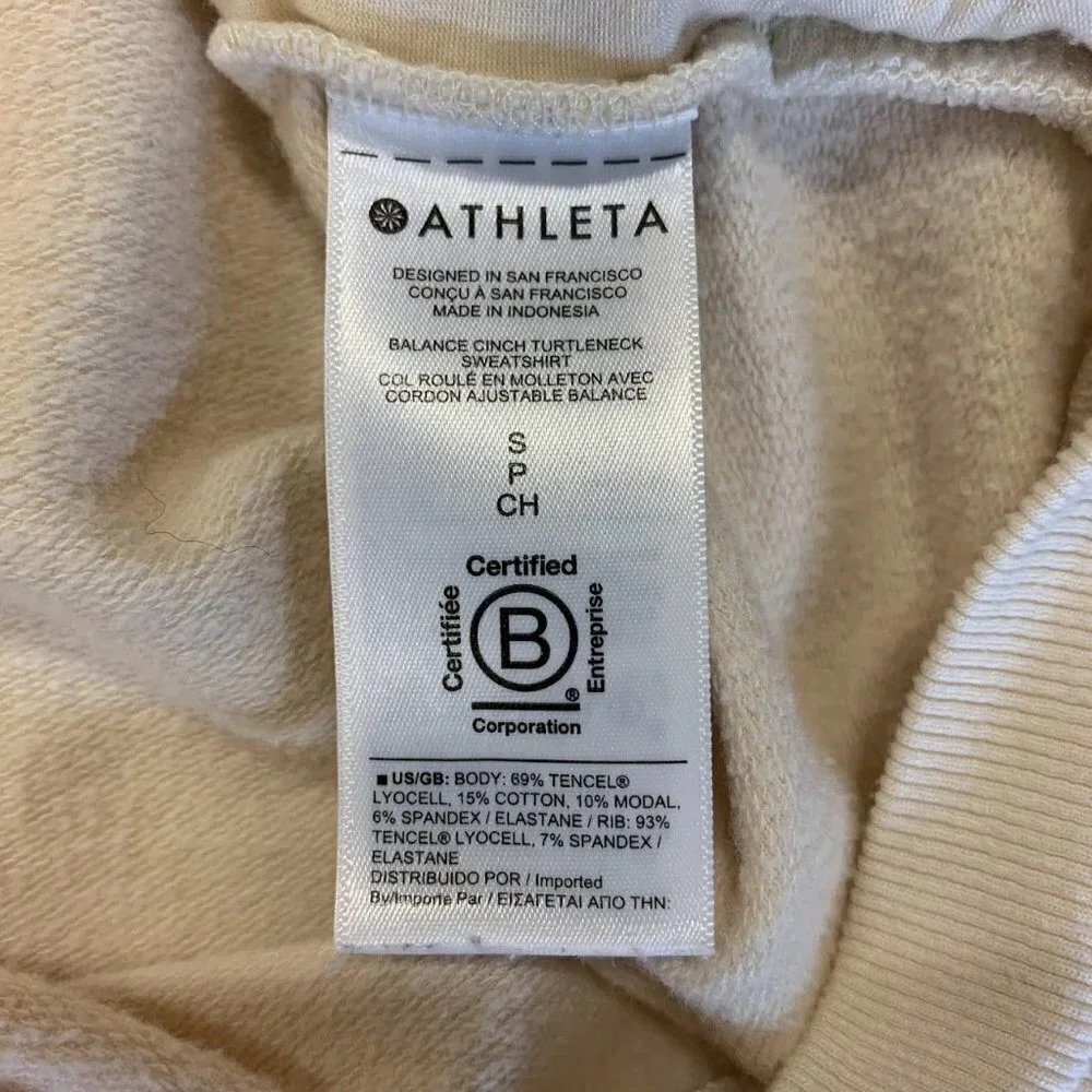 Athleta Women's Balance Cinch Turtleneck Sweatshirt in Chantilly Cream Size S‎ - Picture 7 of 11
